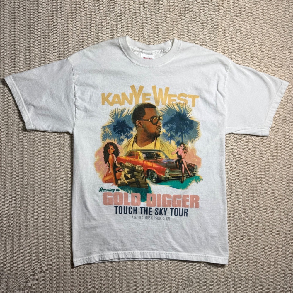 Kanye West Gold Digger Tour T-Shirt‎ Vintage Hanes Heavyweight Sz M Hip Hop Rap
